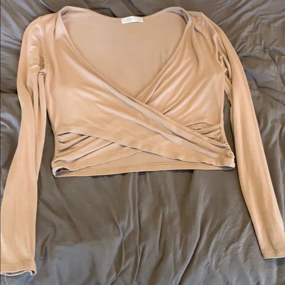 long sleeve cross crop top